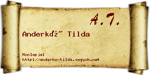 Anderkó Tilda névjegykártya